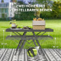 Hopfällbart campingbord i metall – justerbar höjd 90 x 40,5 x 48/58 cm