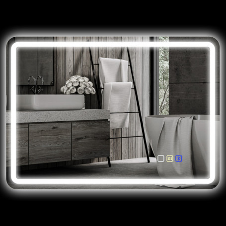 Badrumsspegel med LED-belysning 700 x 500 mm, Silver