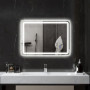Badrumsspegel med LED-belysning 700 x 500 mm, Silver