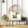 Äggformad Rottingstol med Avtagbar Dyna 95 x 80 x 155 cm beige