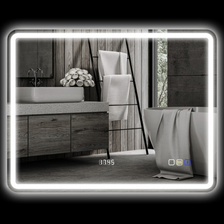 Badrumsspegel med LED-belysning 700 x 900 mm, Silver
