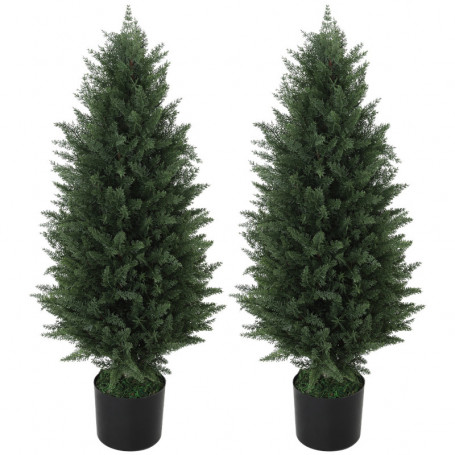 Konstgjord Tuja 2-pack med 831 Blad 90 cm (H) grön