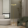 Golvlampa, Fotströmbrytare, Metallstruktur, Akrylskärm, 4000K, Dimbar, Guld