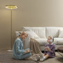 Golvlampa, Fotströmbrytare, Metallstruktur, Akrylskärm, 4000K, Dimbar, Guld