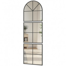 Väggspegel Golvfönsterdesign Metallram 60 x 2 x 180 cm svart