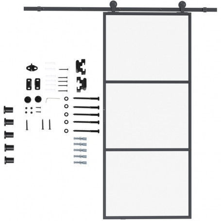Skjutdörrsbeslag i Stål – Komplett Kit för Tysta och Smidiga Skjutdörrar (200 cm)