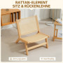 Rottingstol Träram, Bred sits, 64 x 70 x 74 cm, Naturträ