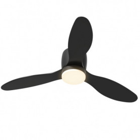 Takfläkt med LED-ljus, 6 Hastigheter, Fjärrkontroll Svart