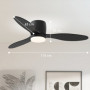 Takfläkt med LED-ljus, 6 Hastigheter, Fjärrkontroll Svart