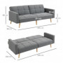 Skandinavisk 2-sits Bäddsoffa i Linnetyg & Träben 205 x 88 cm