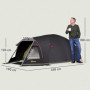 Campingtält för 4 Personer, Lätt, Stabilt, Vattentätt Svart