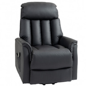 Avslappningsfåtölj med Ståhjälp Funktion Svart Läder