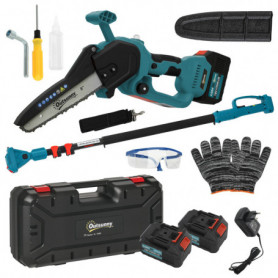 2-i-1 Mini Motorsåg 580W med 8000mAh Batteri + Teleskopiskt