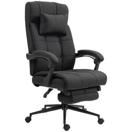 Kontorsstol Ergonomisk Ljusgrå med Fotstöd 66 x 70 x 116-124 cm - Svart
