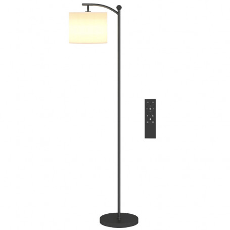 LED Golvlampa Hängd Tygskärm med Fjärrkontroll - Svart