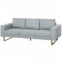 Soffa 3-sits 200 x 82 x 78 cm Ljusgrå Linne, Brons Ben