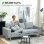 Soffa 3-sits 200 x 82 x 78 cm Ljusgrå Linne, Brons Ben