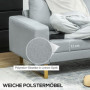 Soffa 3-sits 200 x 82 x 78 cm Ljusgrå Linne, Brons Ben