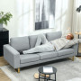 Soffa 3-sits 200 x 82 x 78 cm Ljusgrå Linne, Brons Ben