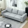 Soffa 3-sits 200 x 82 x 78 cm Ljusgrå Linne, Brons Ben