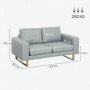 Soffa 2-sits Vista med Stora Armstöd Ljusgrå 145 x 82 x 78 cm