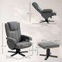 Gungfåtölj med Fotpall Sammetsklädsel Grå