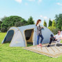 Campingtält för 4 personer, vattentätt tunneltält med 2 dörrar, krokar, packpåse, 3,45 x 2,4 x 1,3 m, ljusblå