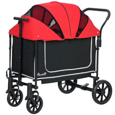 Hopfällbar Hundvagnupp till 30 kg 110 x 65 x 102 cm Röd