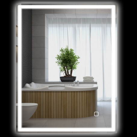 Badrumsspegel med LED Belysning 90 x 70 cm Silver
