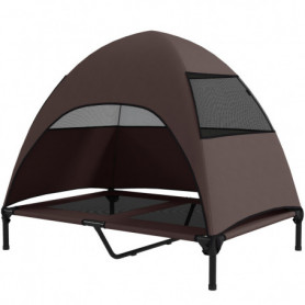 Upphöjd Hundsäng med Tak 106 x 76 x 99 cm, Brun