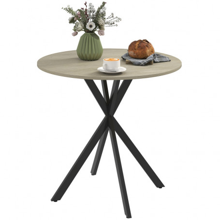 Runt Matbord i Industriell Stil – Ø80 cm med X-ben