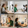 LED-bordslampa med USB & Mobilhållare – Justerbar Höjd & Färgtemperatur