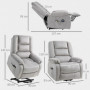 Ståhjälp Relax Fåtölj med Massage 90 x 93 x 110 cm Ljusgrå Läder