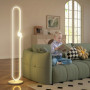Golvlampa med LED-remsa & Nattlampa – Böjd Design, Dimbar & Fotbrytare