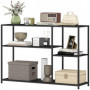 Industriellt Konsolbord i Svart Stål – Smal Design med Asymmetrisk Hylla 110 x 30 x 75 cm