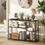 Industriellt Konsolbord i Svart Stål – Smal Design med Asymmetrisk Hylla 110 x 30 x 75 cm