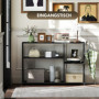Industriellt Konsolbord i Svart Stål – Smal Design med Asymmetrisk Hylla 110 x 30 x 75 cm