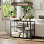 Industriellt Konsolbord i Svart Stål – Smal Design med Asymmetrisk Hylla 110 x 30 x 75 cm