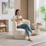 Rund Snurrfåtölj Beige Teddy Fleece – 360° Komfort med Tjock Dyna