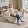 Rund Snurrfåtölj Beige Teddy Fleece – 360° Komfort med Tjock Dyna