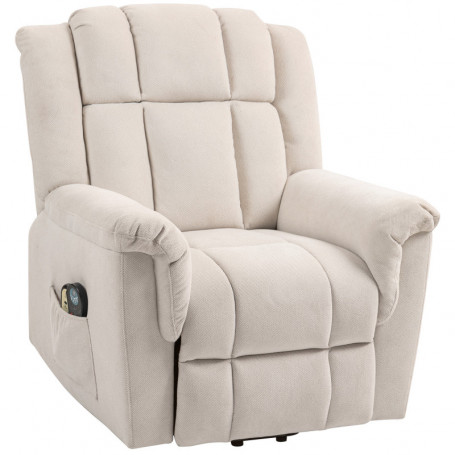 Ståhjälp Massagefåtölj med Fjärrkontroll Beige Linne