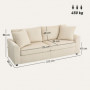 Soffa 3-sits i Manchester Beige 212 x 80 x 88 cm
