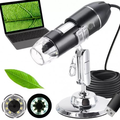 Digitalt USB-mikroskop 1600x – 2 Mpix kamera, LED-belysning, video & foto