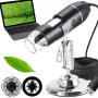 Digitalt USB-mikroskop 1600x – 2 Mpix kamera, LED-belysning, video & foto