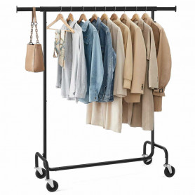 klädställning med hjul – justerbar 110–150 × 45 × 160 cm Svart