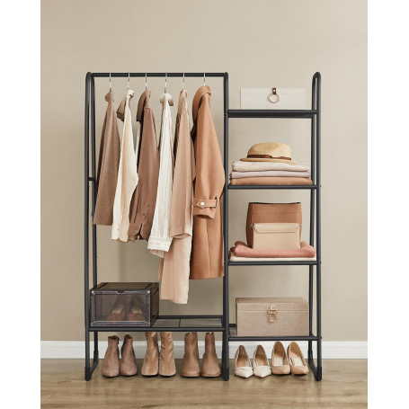 Klädställning med 5 Hyllor 40 x 40 x 60 - Metallram Svart