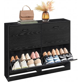 Skoskåp svart 4 luckor – smalt skoskåp med justerbara hyllor & tipp...