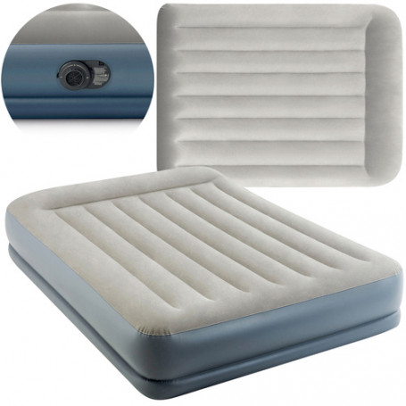 Uppblåsbar dubbelsäng - sammetslen luftmadrass med inbyggd pump & Dura-Beam™ 203x152x30 cm