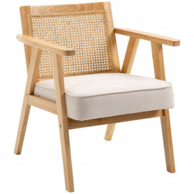 Exotisk Rottingfåtölj krämvit Gummiträ