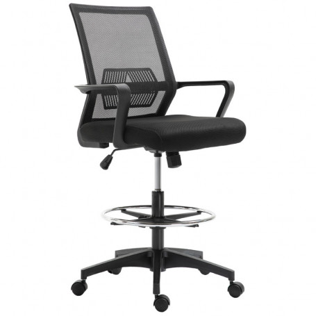 Ergonomisk Kontorsstol Hög Sits 56,5–76,5 cm med nätrygg, justerbar höjd och fotstöd